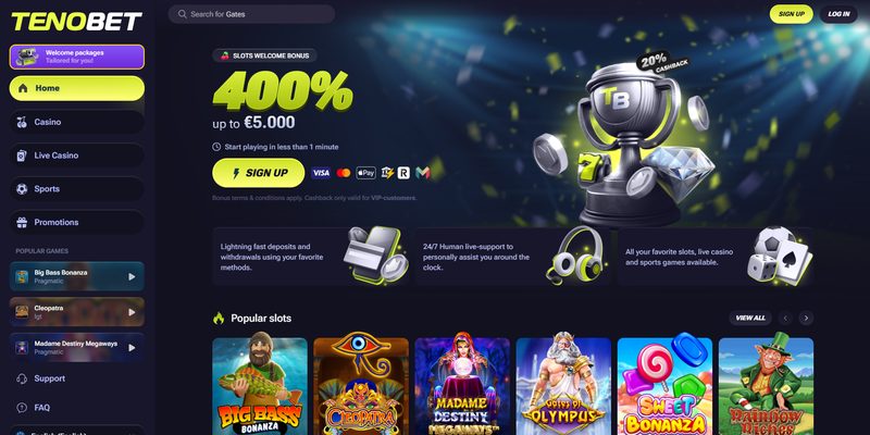 TenoBet kotisivu